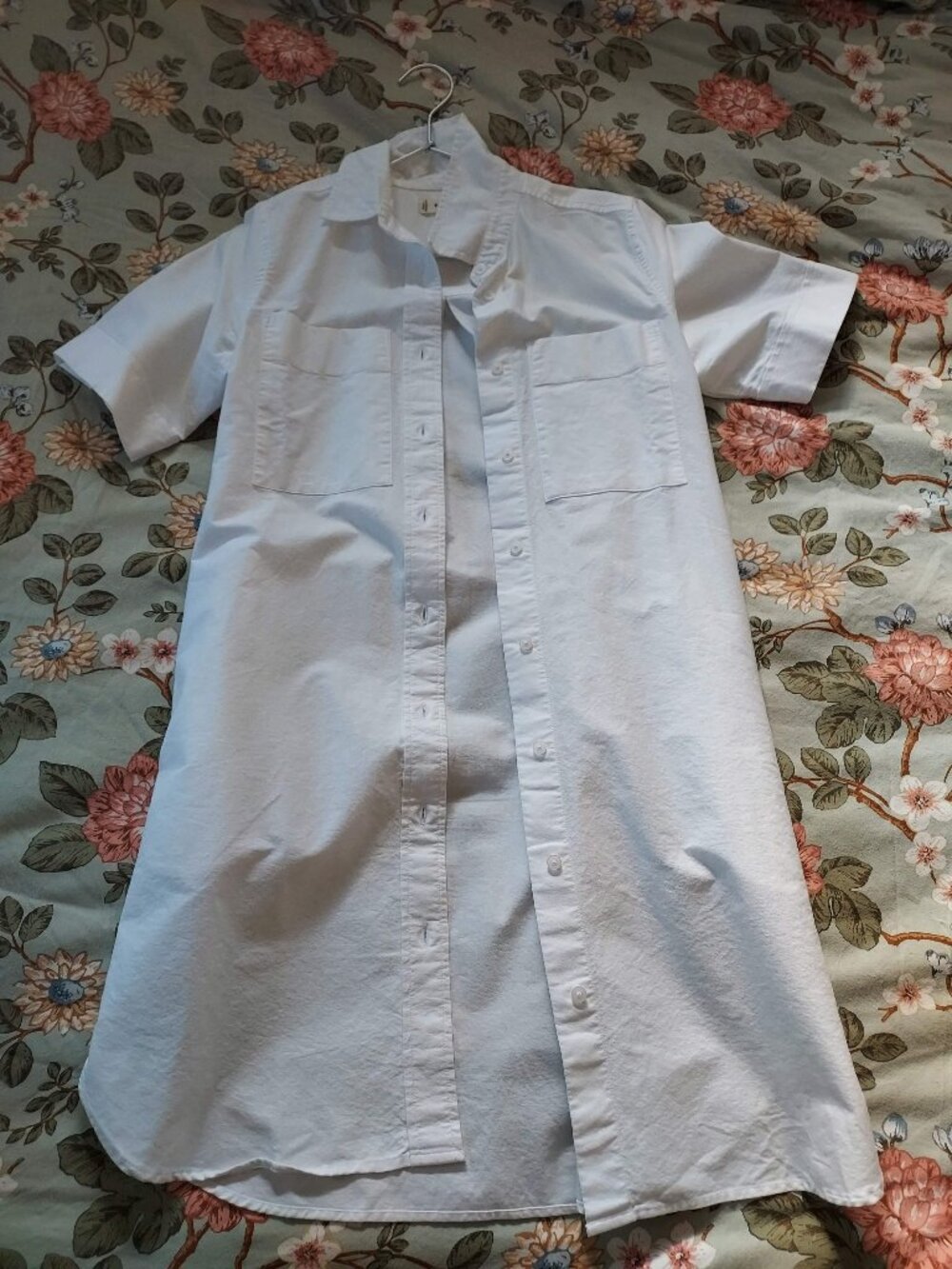 Everlane White Short-Sleeve Button-Front Shirt Dress